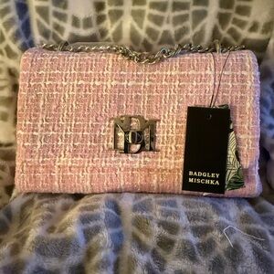 Badgley Mischka Blush Tweed Clutch
